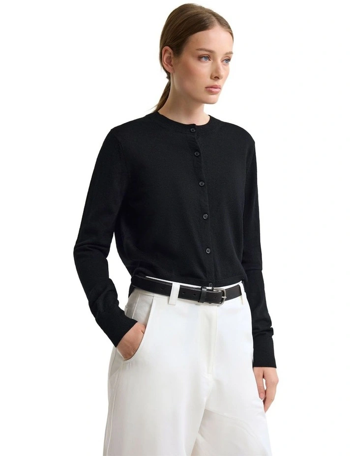 Lottie Merino Cardigan in Black image 3