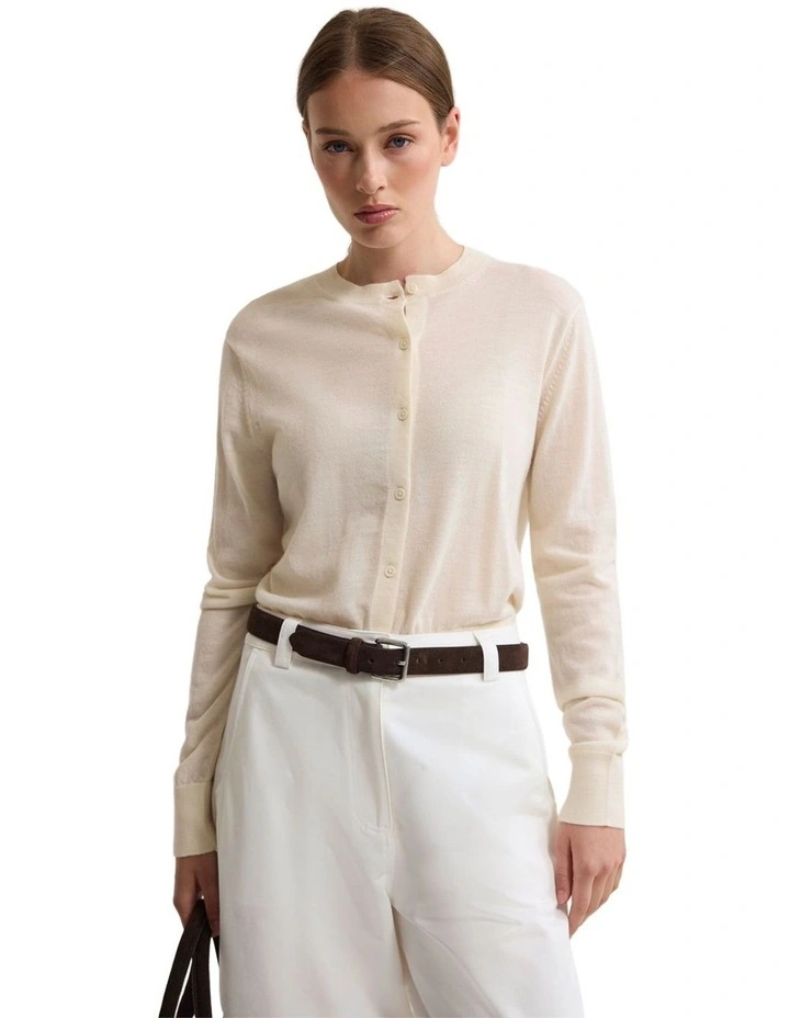 Lottie Merino Cardigan in Winter White image 1
