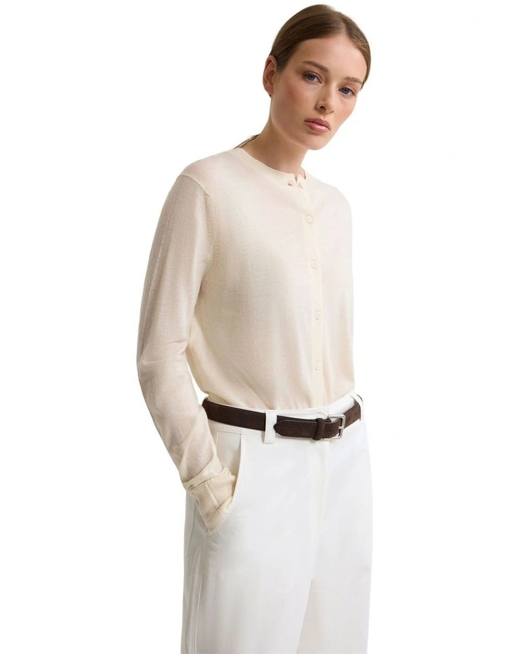 Lottie Merino Cardigan in Winter White image 3