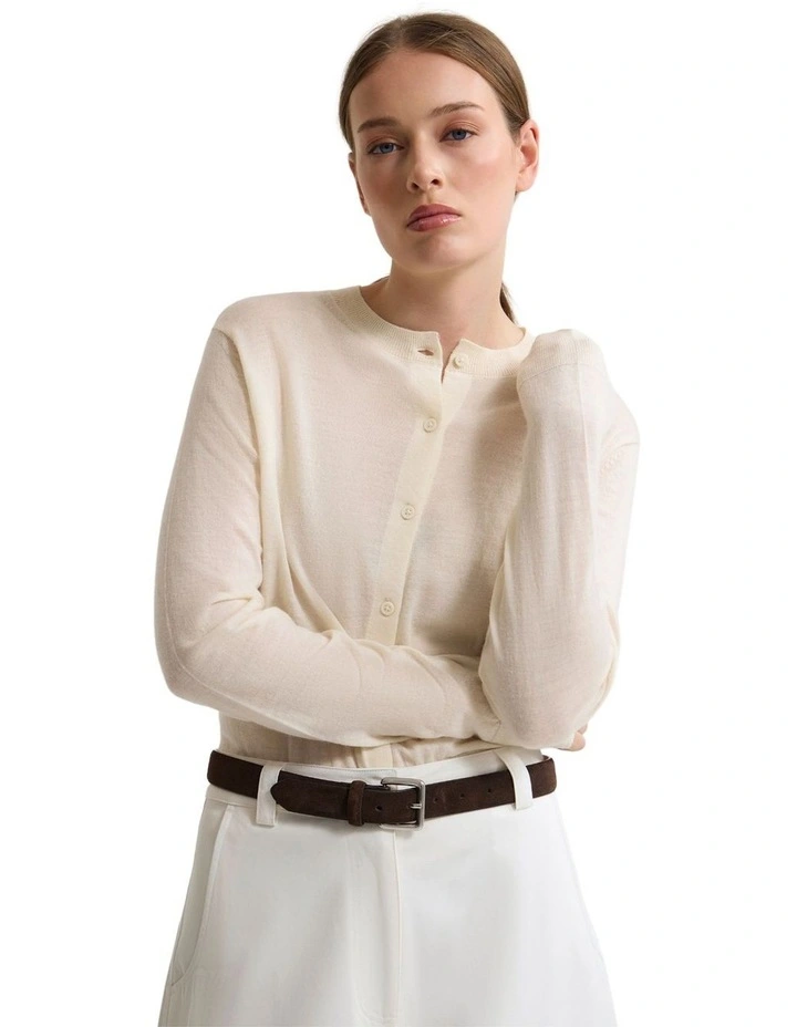 Lottie Merino Cardigan in Winter White image 4