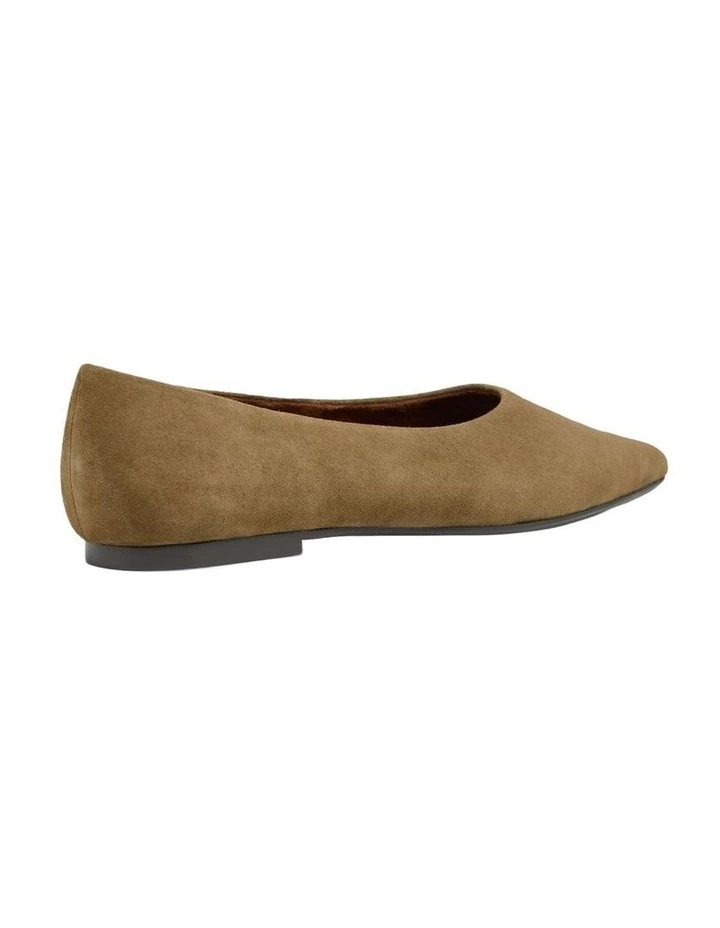 Reece Suede Pointy Flat in Olive image 2