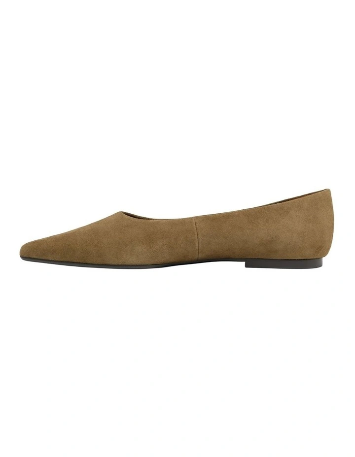 Reece Suede Pointy Flat in Olive image 3