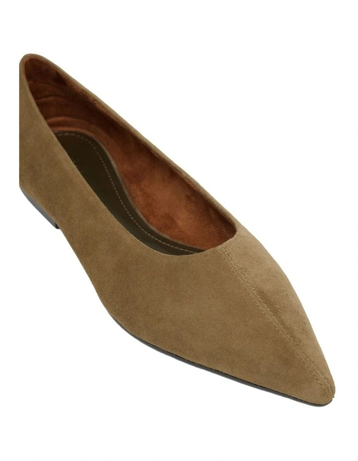 Reece Suede Pointy Flat in Olive image 5