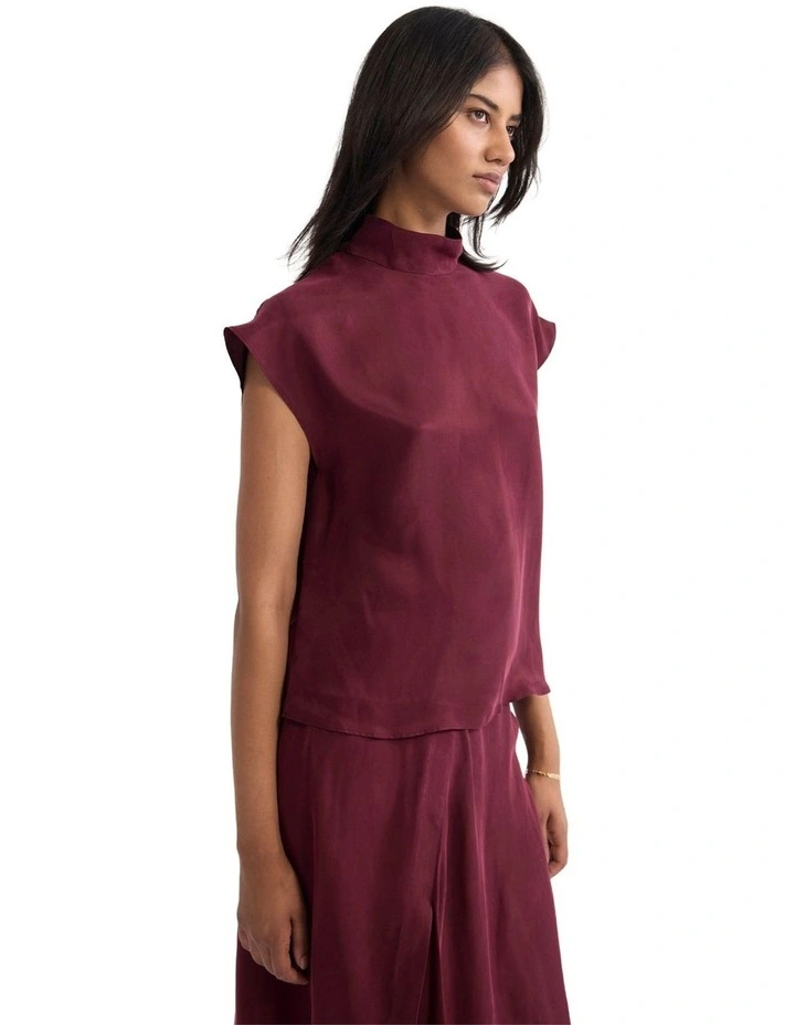 Shelly Cupro Top in Plum image 3