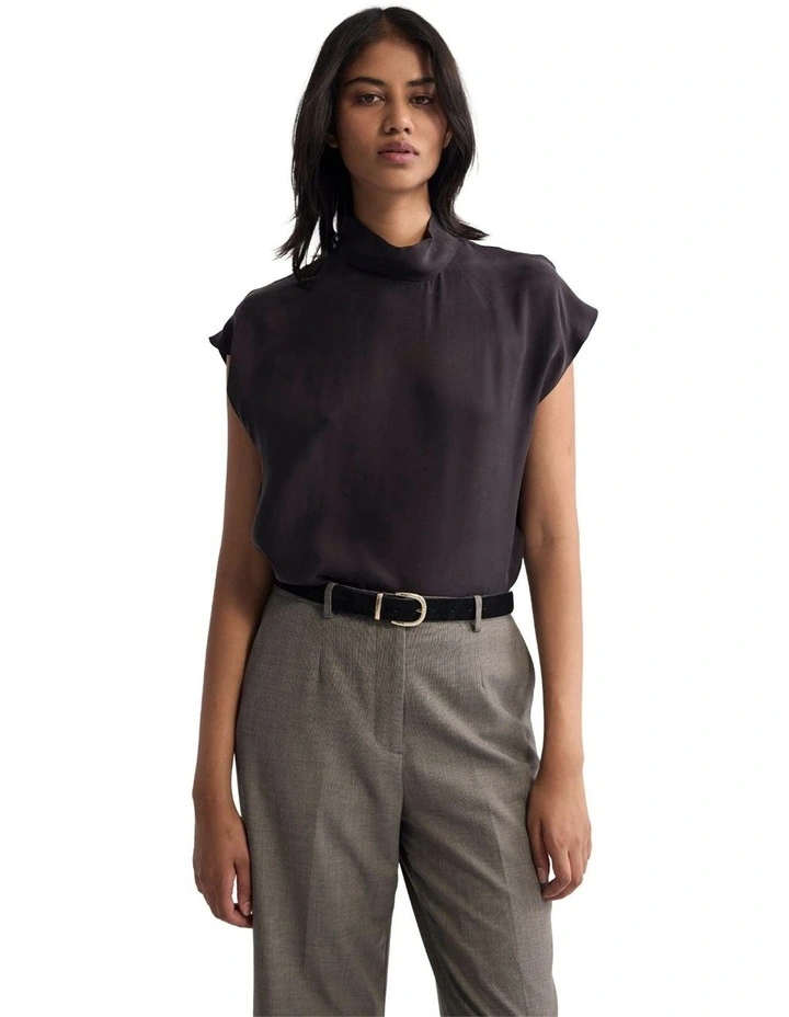 Shelly Cupro Top in Chocolate image 1