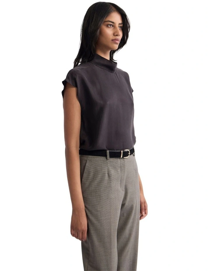 Shelly Cupro Top in Chocolate image 3