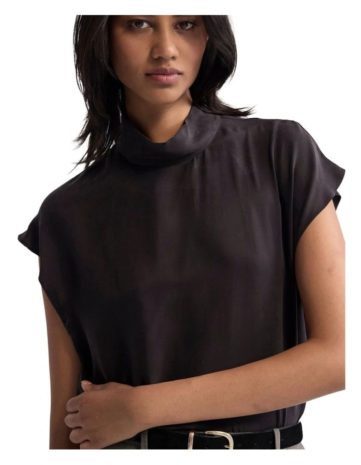 Shelly Cupro Top in Chocolate image 4