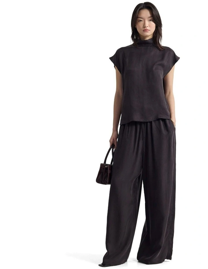 Clare Cupro Pant in Chocolate image 5