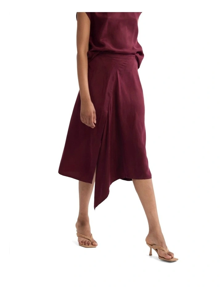 Ronja Cupro Draped Skirt in Plum image 3