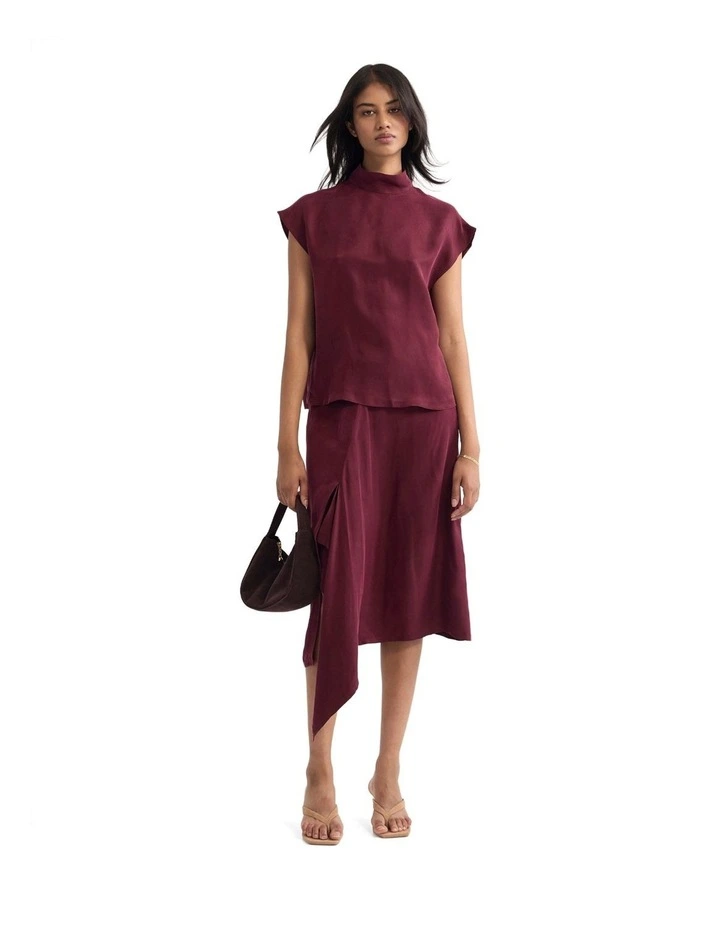Ronja Cupro Draped Skirt in Plum image 5