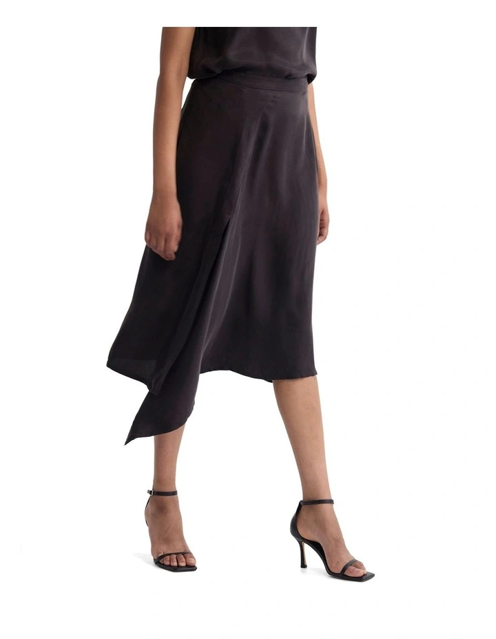 Ronja Cupro Draped Skirt in Chocolate image 3