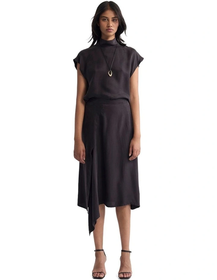 Ronja Cupro Draped Skirt in Chocolate image 5