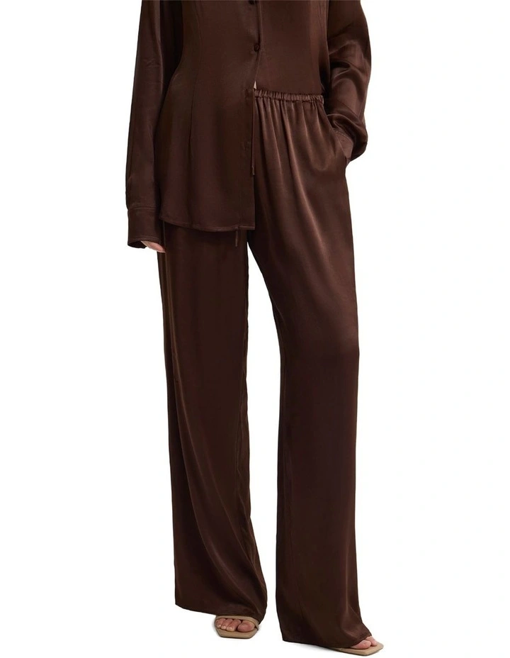 Willow Viscose Silky Pant in Chocolate image 1