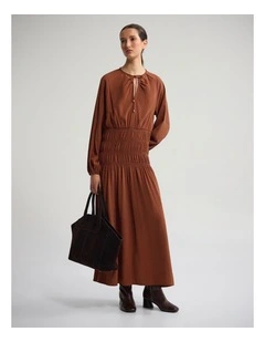 Addison Rayon Blend Dress in Rust