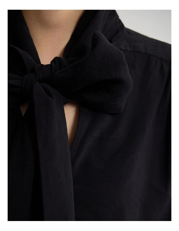 Jenna Rayon Blend Scarf Neck Top in Black image 6