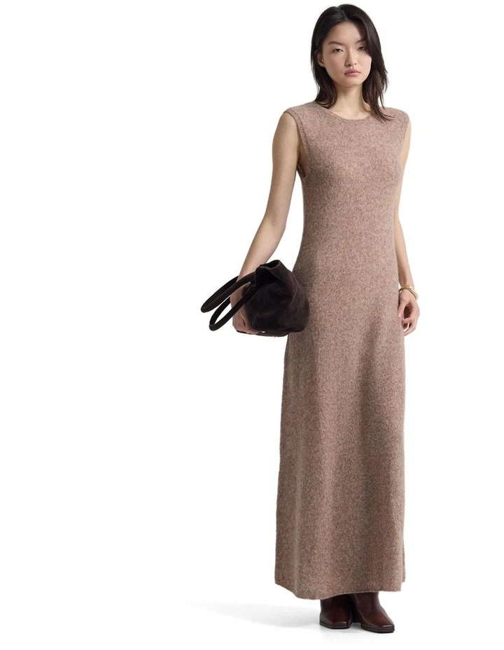 Seraphina Knitted Dress in Brown image 3