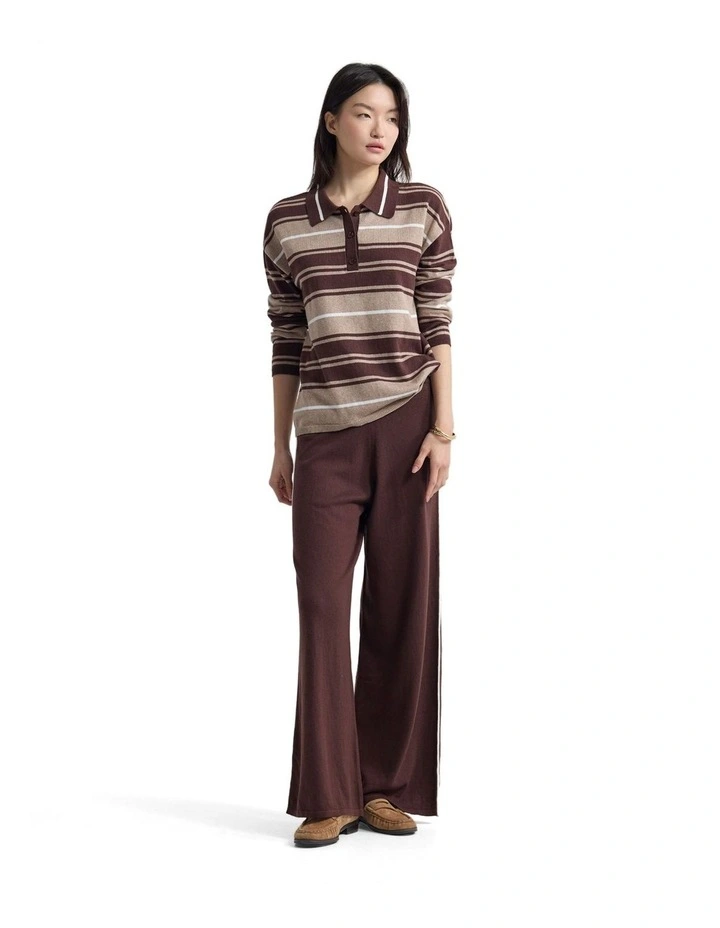 Pip Striped Polo Knit in Chocolate image 5