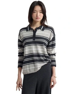 Pip Striped Polo Knit in Multi