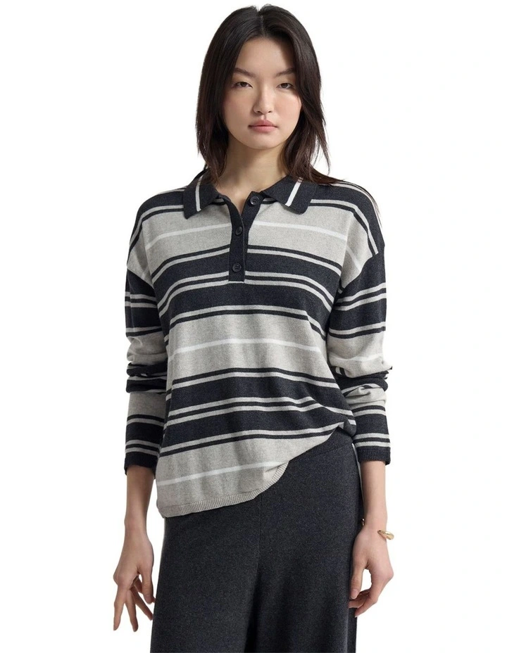 Pip Striped Polo Knit in Multi image 1