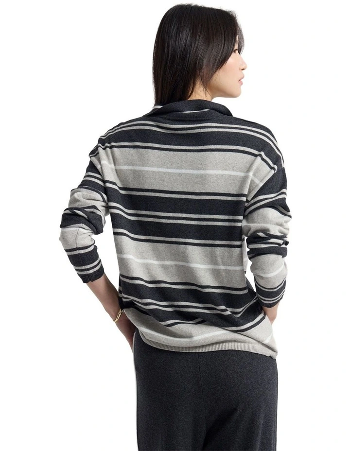 Pip Striped Polo Knit in Multi image 2