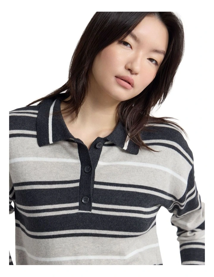 Pip Striped Polo Knit in Multi image 4