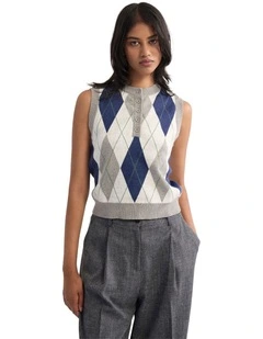 Carina Argyle Vest in Multi