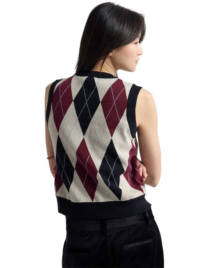 Carina Argyle Vest in Black image 2