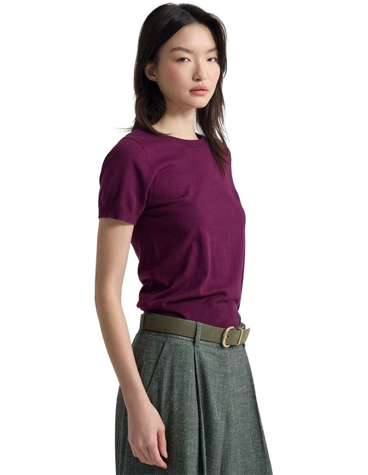 Grace Cashmere Blend Knit Top in Plum image 3