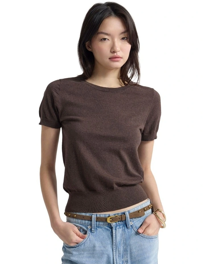 Grace Cashmere Blend Knit in Chocolate image 1