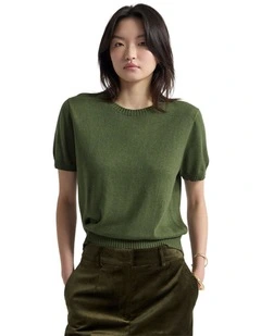 Zoe Cashmere Blend Knit Top in Olive