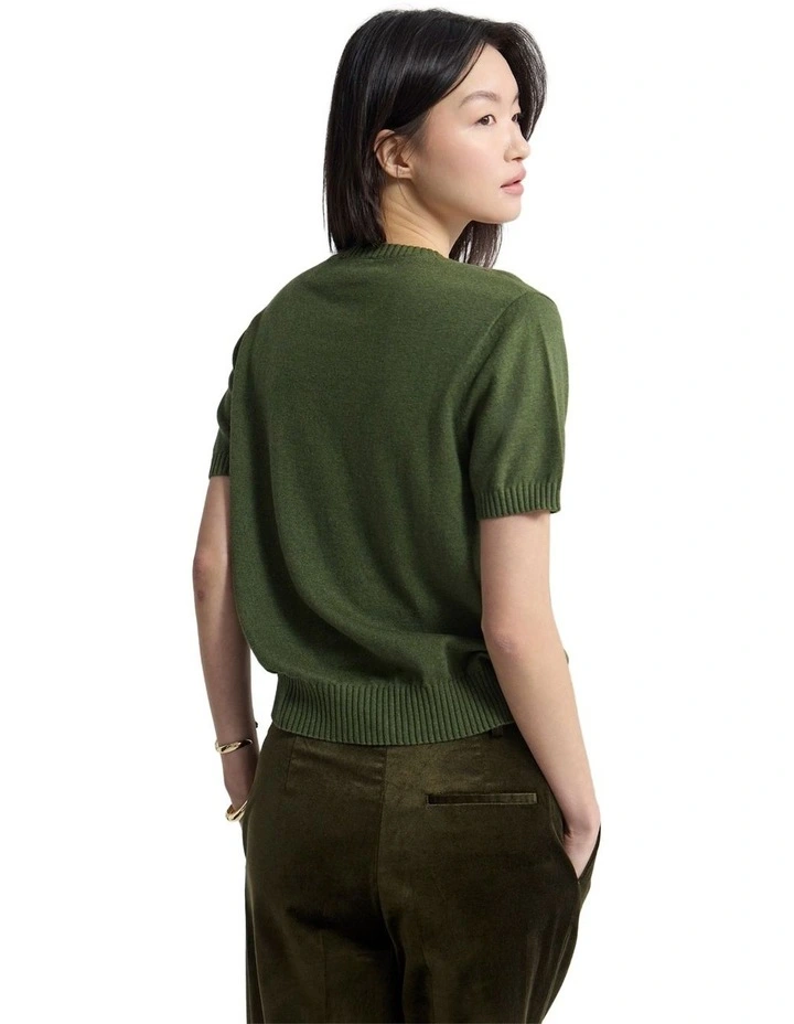 Zoe Cashmere Blend Knit Top in Olive image 2