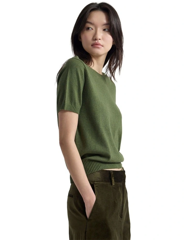 Zoe Cashmere Blend Knit Top in Olive image 3
