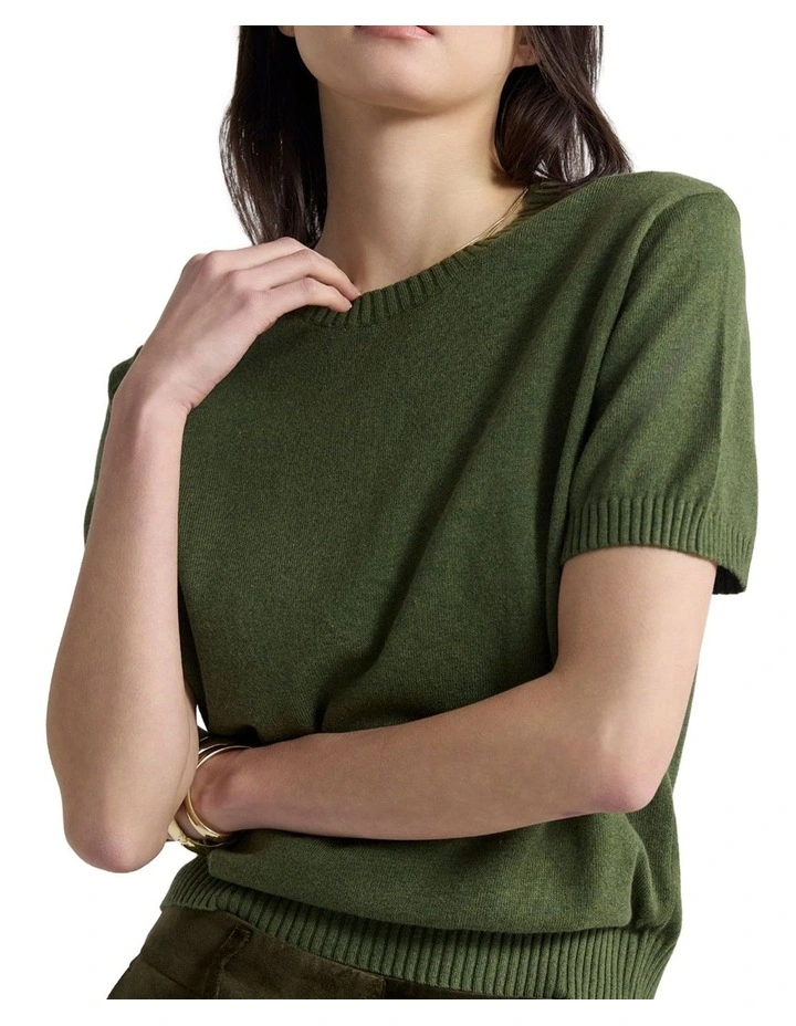 Zoe Cashmere Blend Knit Top in Olive image 4