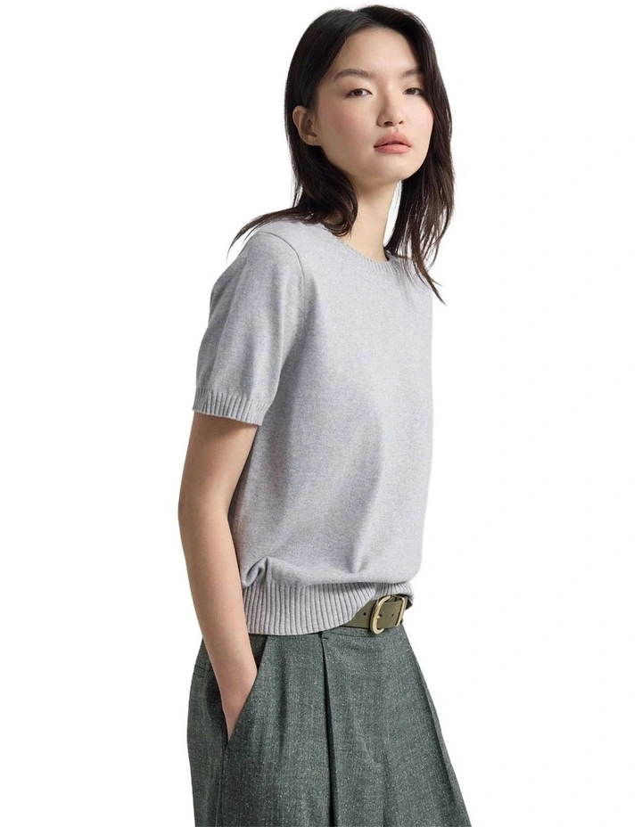 Zoe Cashmere Blend Knit Top in Grey image 3