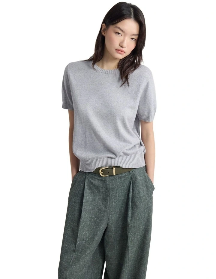 Zoe Cashmere Blend Knit Top in Grey image 4