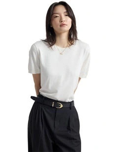 Zoe Cashmere Blend Knit Top in Ivory