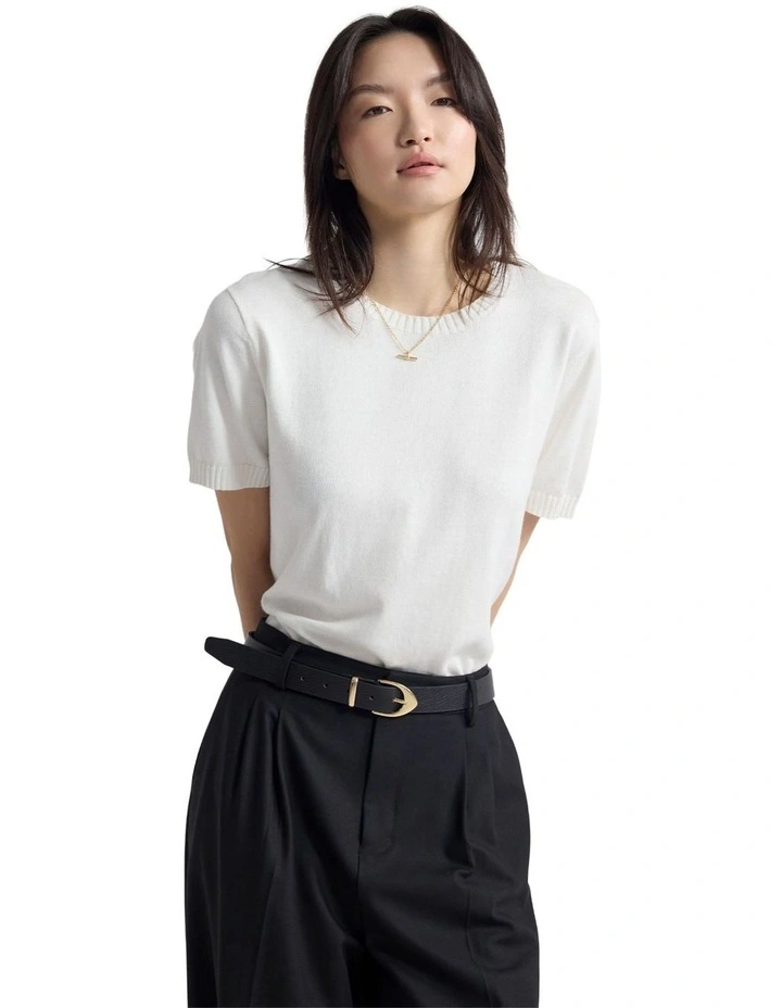 Zoe Cashmere Blend Knit Top in Ivory image 1
