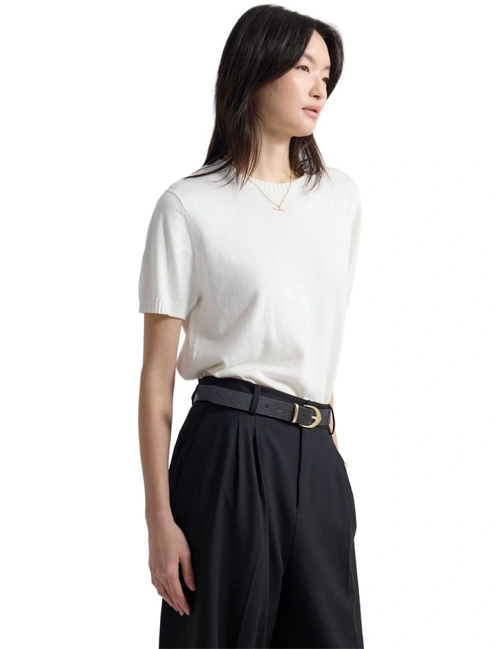 Zoe Cashmere Blend Knit Top in Ivory image 3