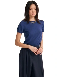 Grace Cashmere Blend Knit Jumper in Blue