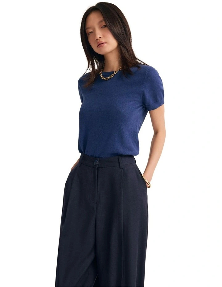 Grace Cashmere Blend Knit Jumper in Blue image 3