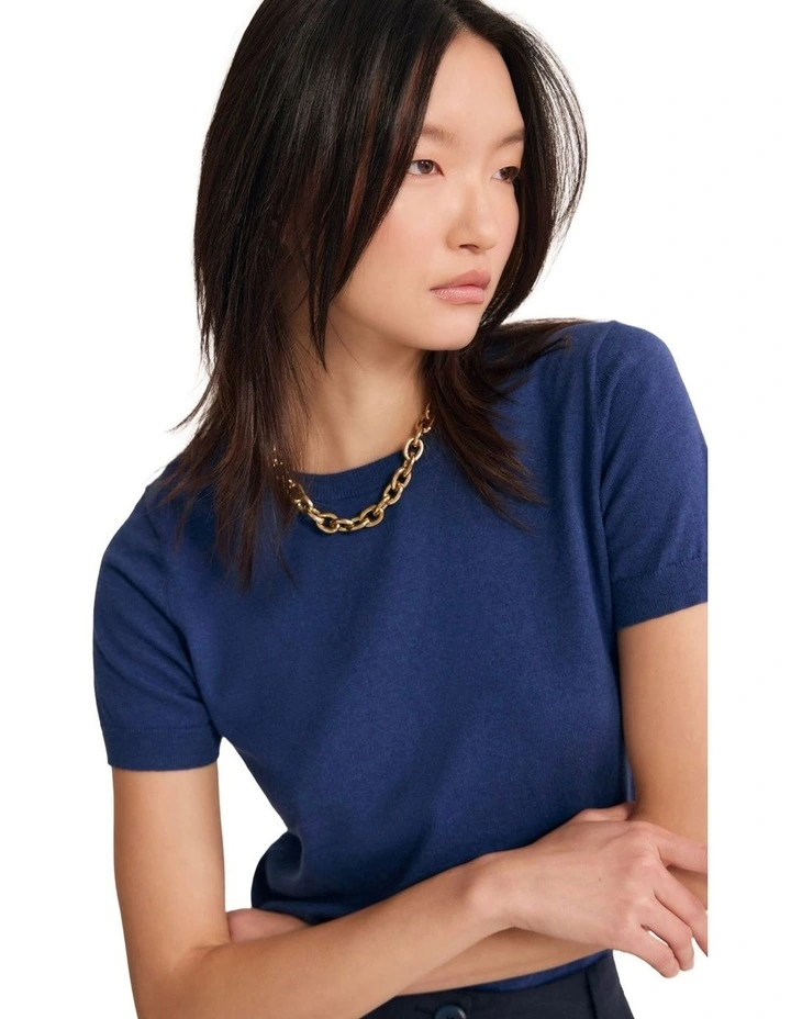 Grace Cashmere Blend Knit Jumper in Blue image 4