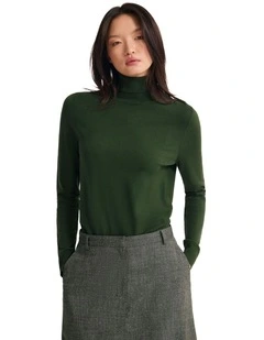 Ela Turtle Neck Jumper in Dark Green
