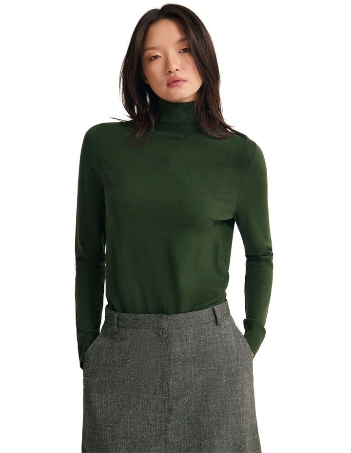 Ela Turtle Neck Jumper in Dark Green image 1