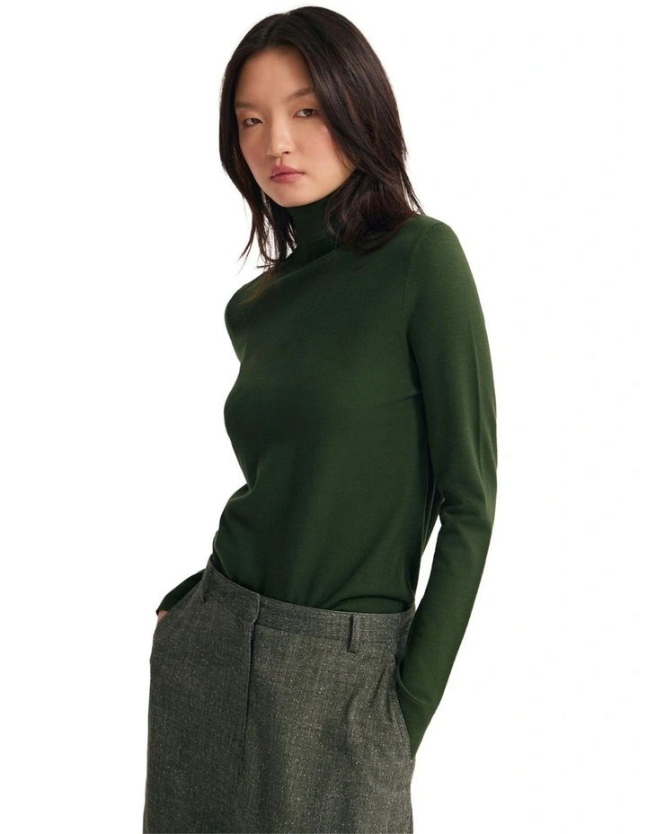 Ela Turtle Neck Jumper in Dark Green image 3