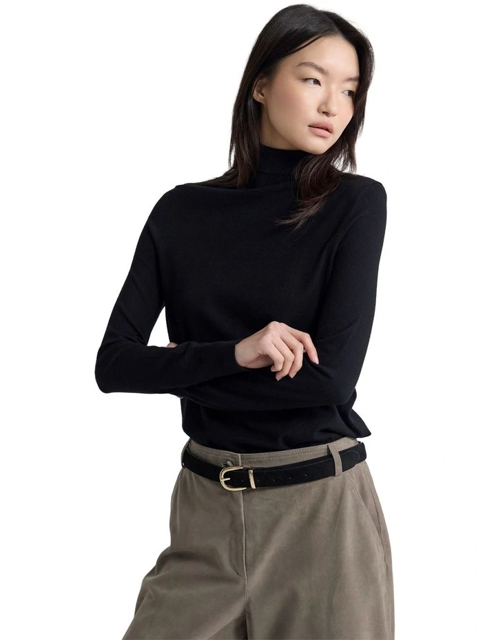 Ela Turtle Neck Jumper in Black image 3