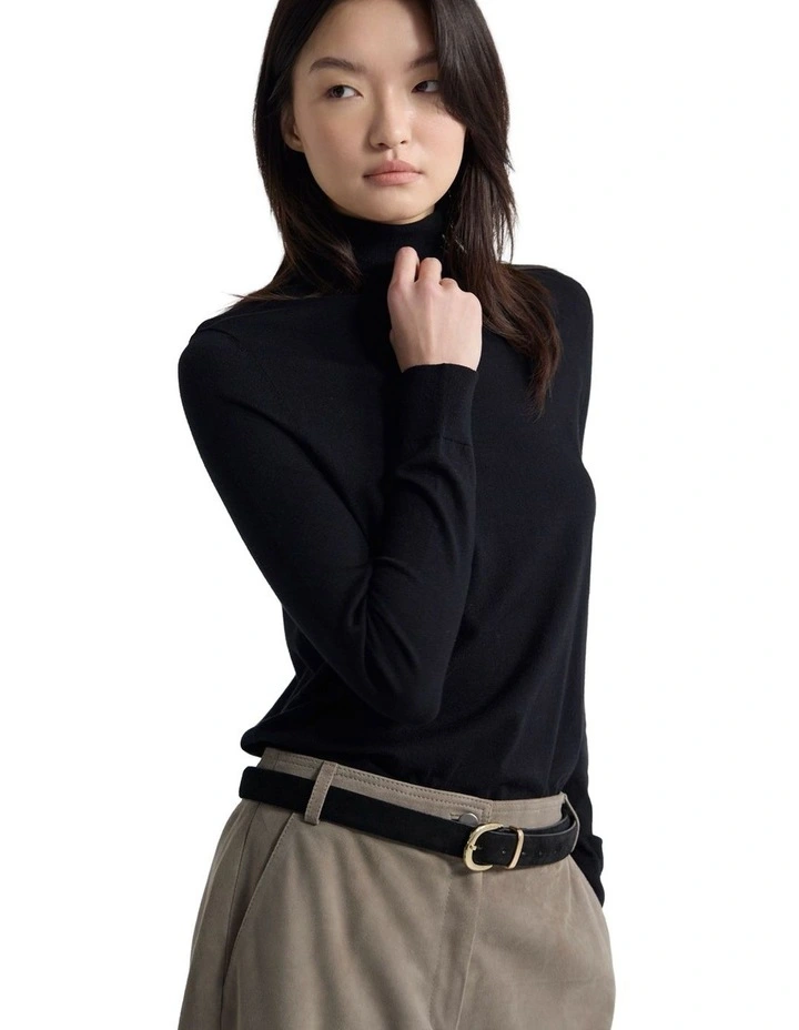Ela Turtle Neck Jumper in Black image 4