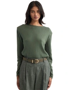 Paloma Shoulder Pad Knit Jumper in Green