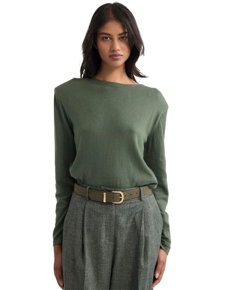 Paloma Shoulder Pad Knit Jumper in Green image 1