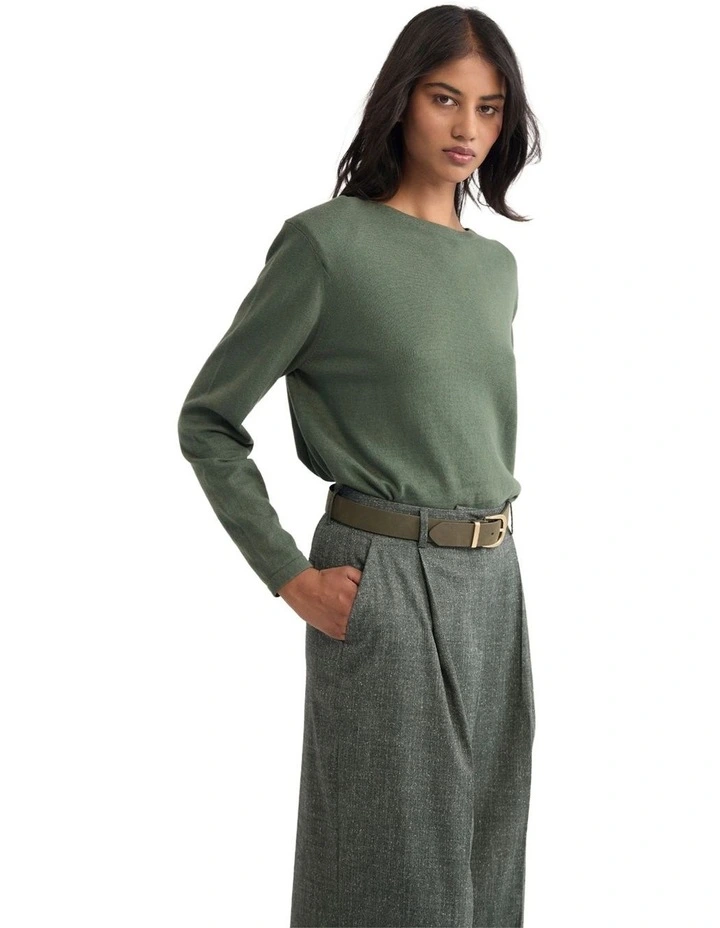 Paloma Shoulder Pad Knit Jumper in Green image 3
