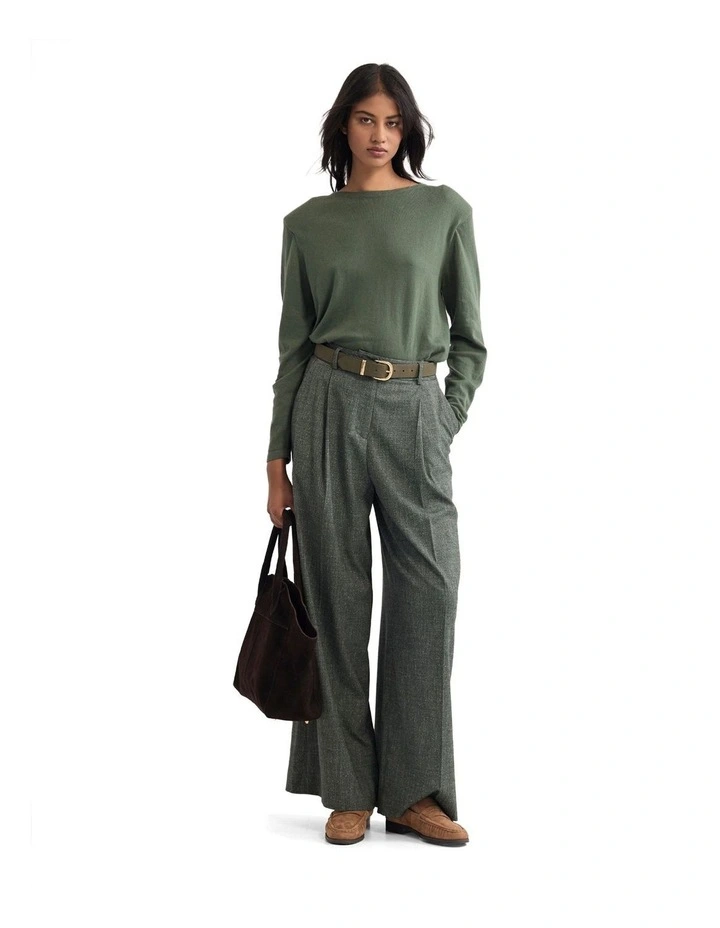 Paloma Shoulder Pad Knit Jumper in Green image 5